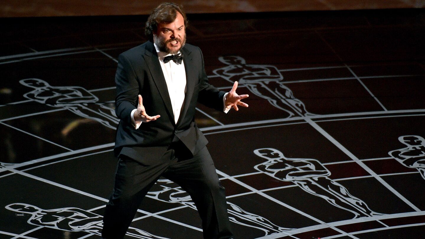 Jack Black performs at the Oscars on Sunday at Dolby Theatre.