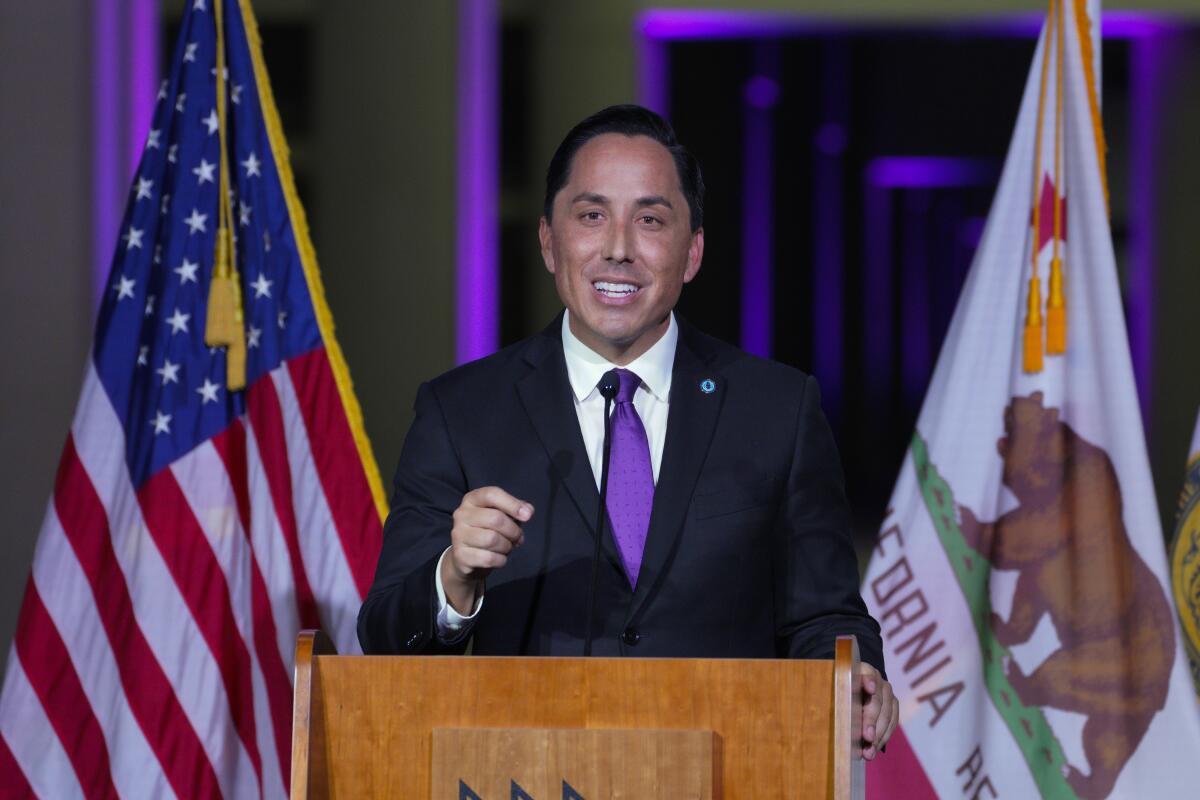 Todd Gloria speaks at a lectern.