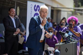 LOS ANGELES, CA - AUGUST 17: District Attorney George Gascon to speaks at Justice Reform Rally after surviving a second recall campaign on Wednesday, Aug. 17, 2022 in Los Angeles, CA. (Jason Armond / Los Angeles Times)