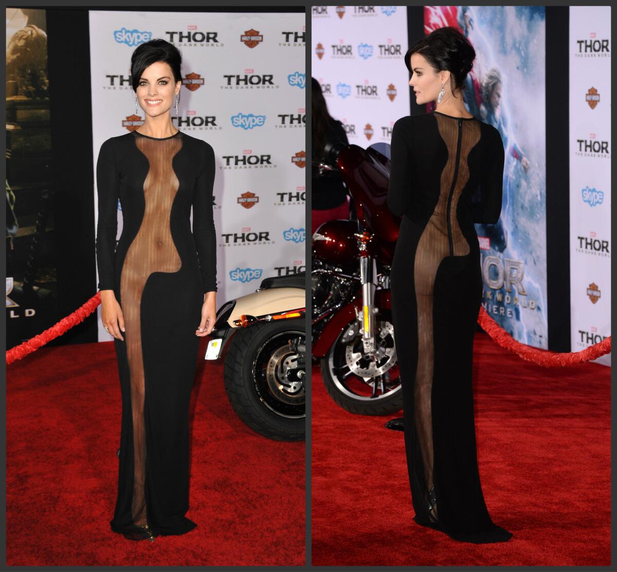 Jaimie Alexander's gown from Azzaro Couture captured attention at Marvel's "Thor: The Dark World" premiere.