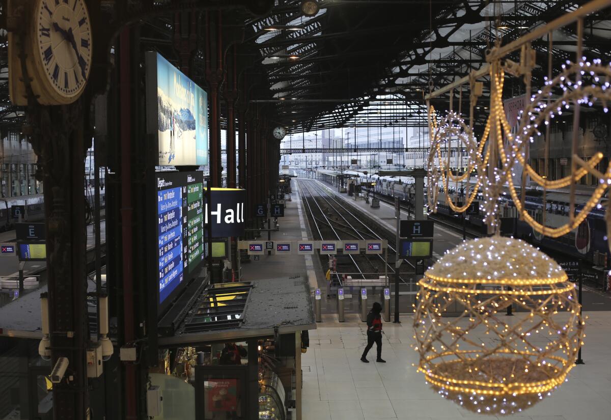 The Gare de Lyon train station in Paris was deserted Dec. 6. 