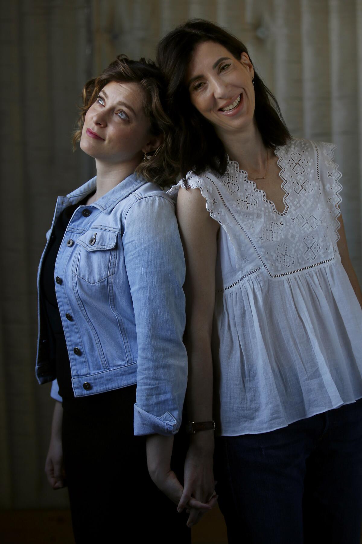 A 2016 portrait of "Crazy Ex-Girlfriend" series creators Rachel Bloom, left, and Aline Brosh McKenna.