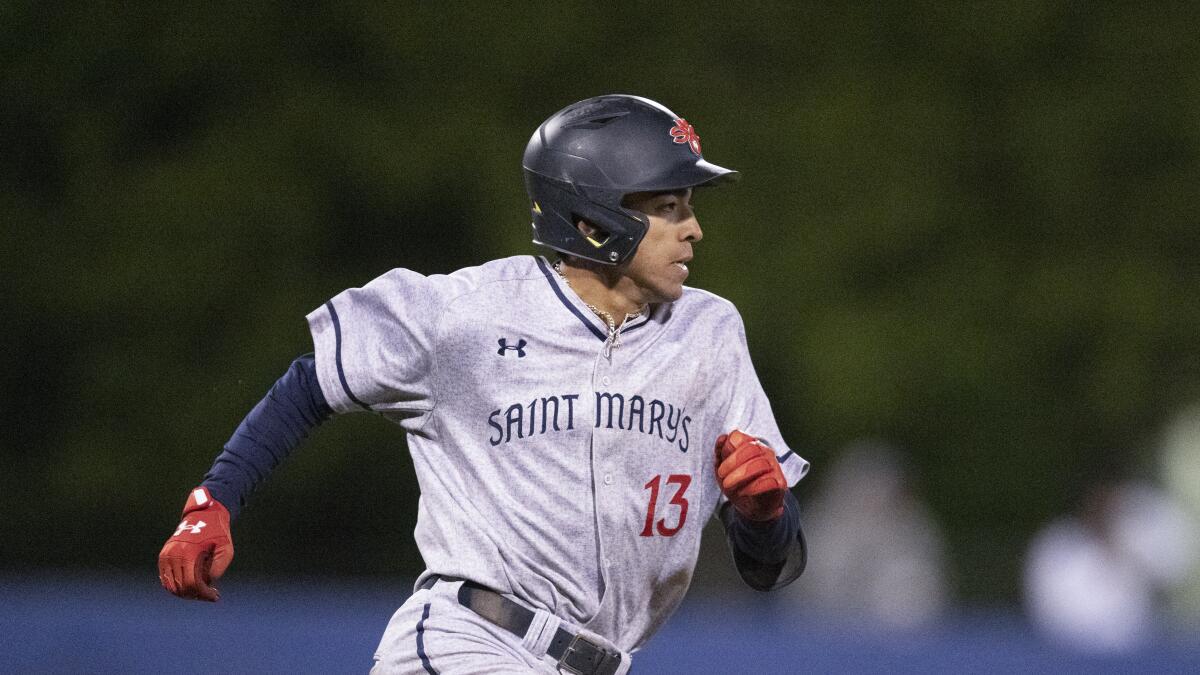 Saint Mary's Christopher Campos runs the bases against UC Riverside during a game in March.