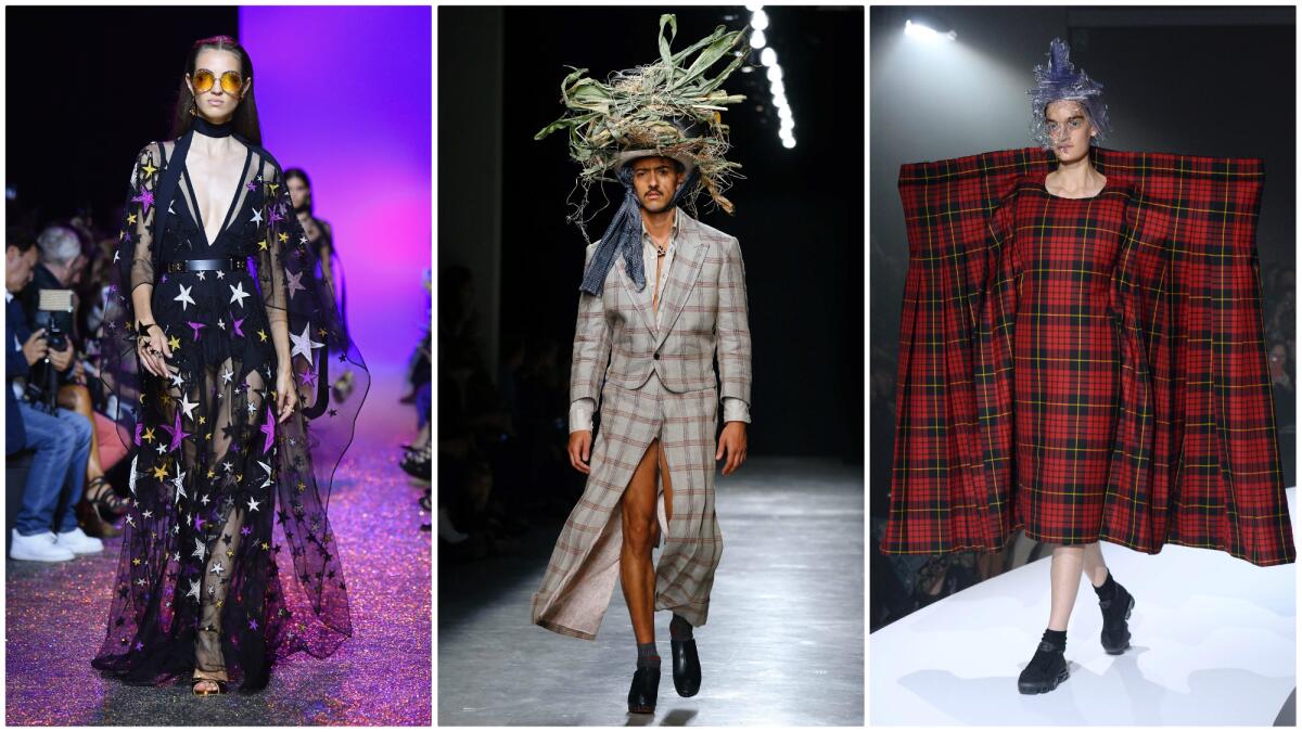 Day 5 of Paris Fashion Week saw memorable catwalk collections from (left to right) Elie Saab, Andreas Kronthaler for Vivienne Westwood and Comme des Garçons.