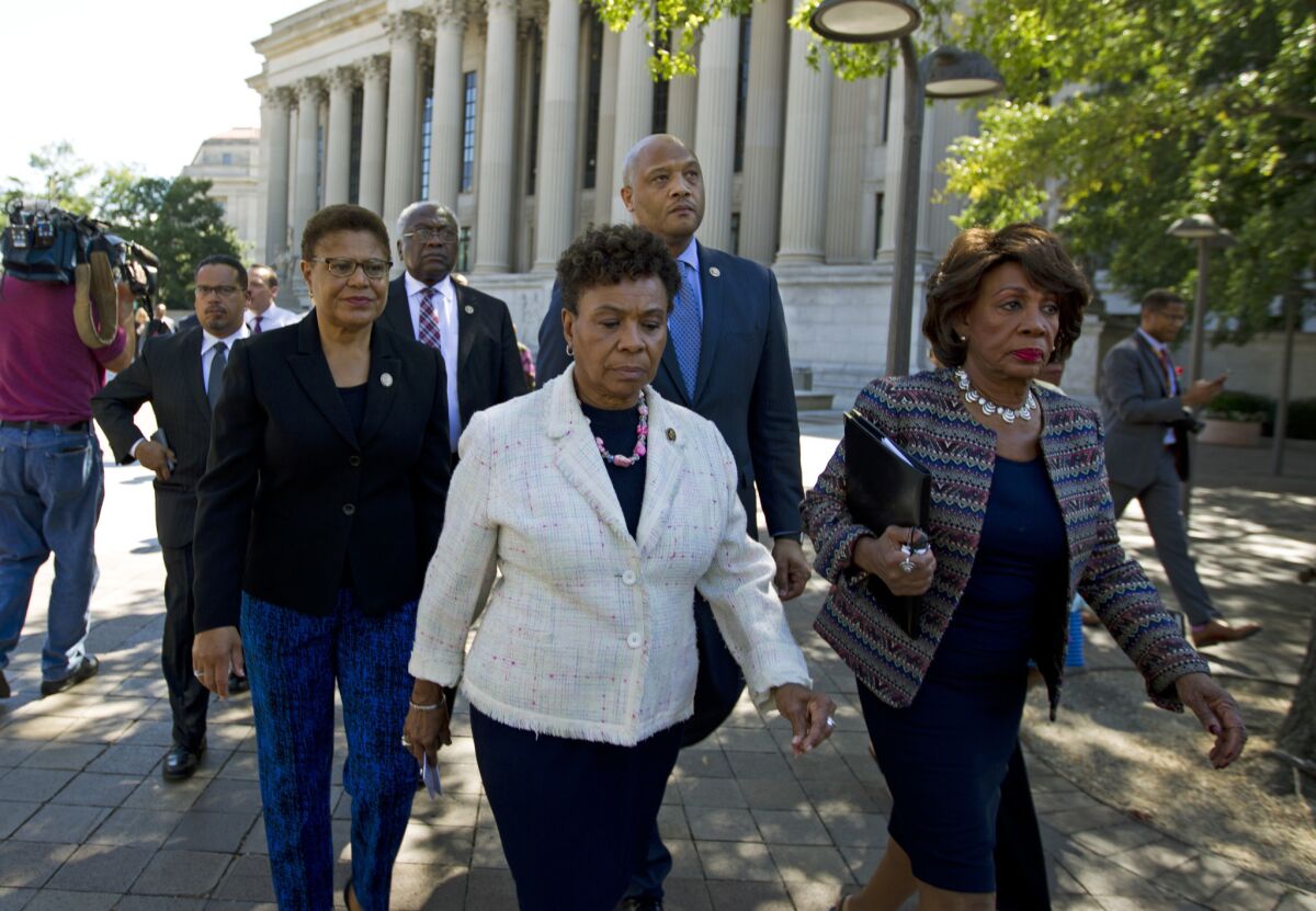 From left, Reps. Karen Bass, Barbara Lee and Maxine Waters of California in Washington.