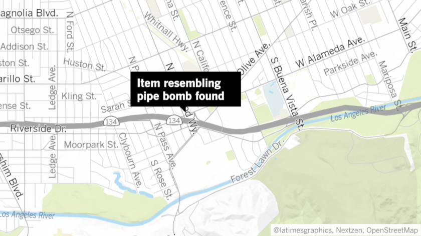 An item resembling a pipe bomb was found in a Burbank neighborhood Wednesday, prompting a response from the Los Angeles County Sheriff's Department bomb disposal unit.