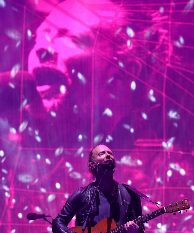 INDIO, CALIF. - APRIL 14, 2017. Thom Yorke of Radiohead performs on the Coachella Stage on day one of the Coachella Music and Arts Festival in Indio on Friday, April 14, 2017. (Luis Sinco/Los Angeles Times)