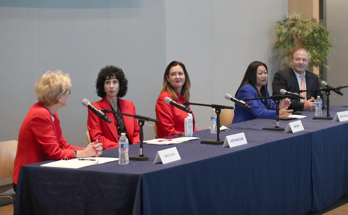 State Assembly candidates Diane Dixon, Judie Mancuso, Kim Carr, Janet Nguyen and Scott Baugh.