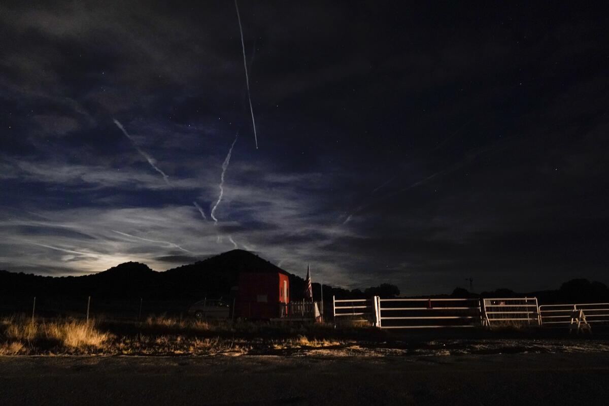 The entrance to the Bonanza Creek Film Ranch is seen in Santa Fe, N.M on Oct. 22, 2021.