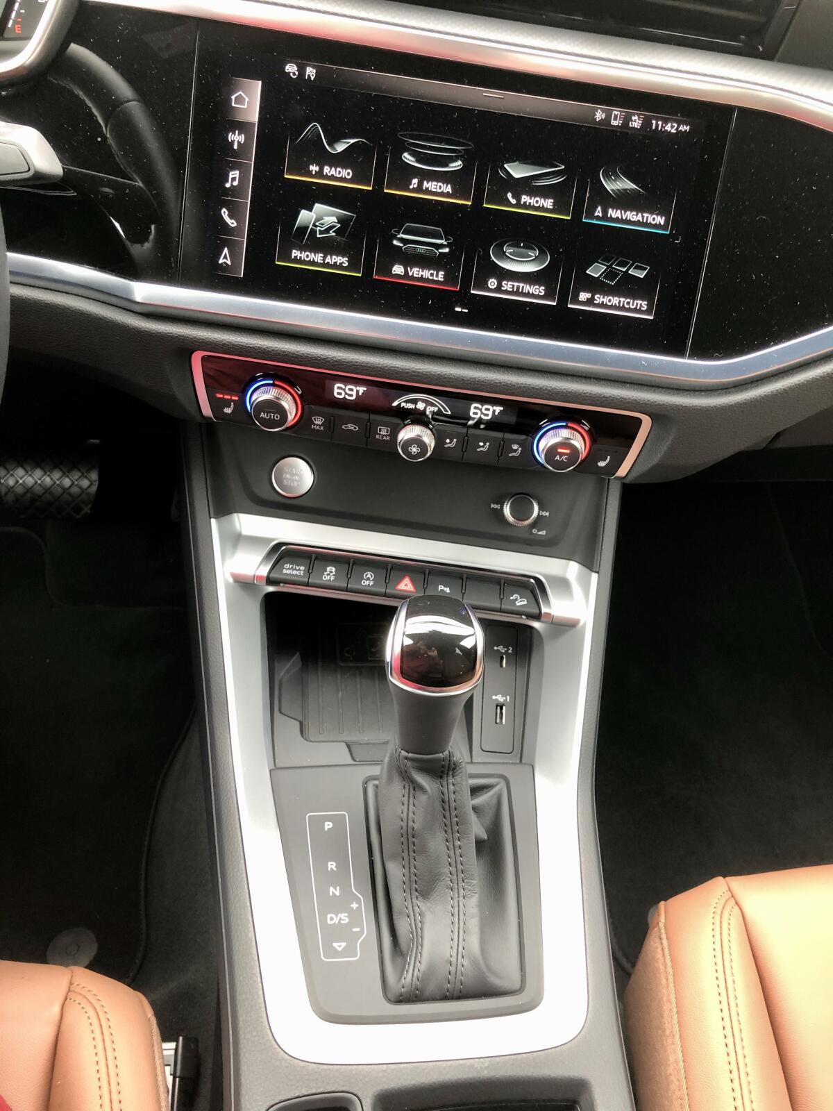 The shift console is substantial with a large e-bin for wireless charging and two USBs, one of which is a Type C.