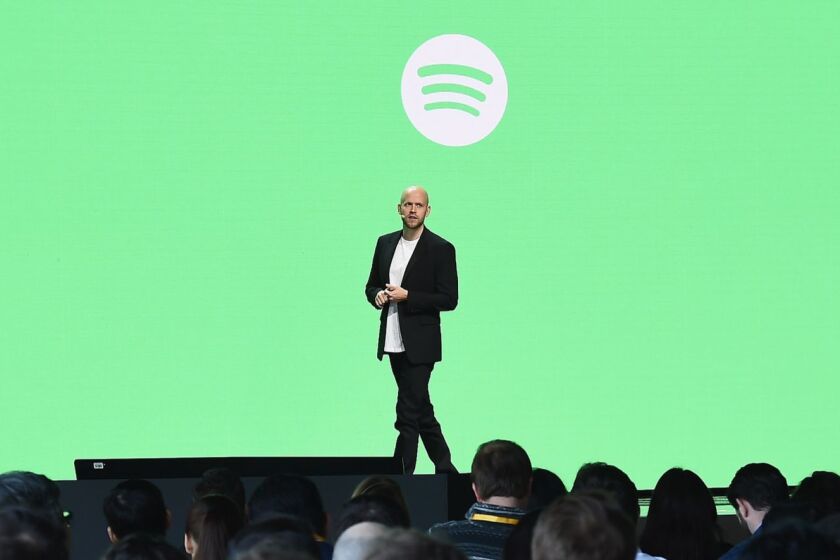 NEW YORK, NY - MARCH 15: Founder and Chief Executive Officer of Spotify Daniel Ek speaks onstage during Spotify Investor Day at Spring Studios on March 15, 2018 in New York City. (Photo by Ilya S. Savenok/Getty Images for Spotify) ** OUTS - ELSENT, FPG, CM - OUTS * NM, PH, VA if sourced by CT, LA or MoD **