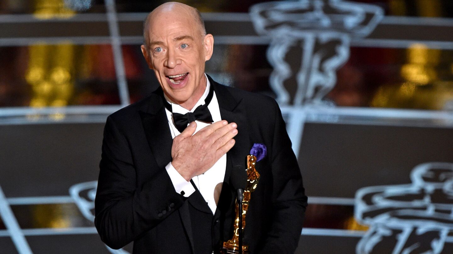 J.K. Simmons of "Whiplash" accepts the award for supporting actor.