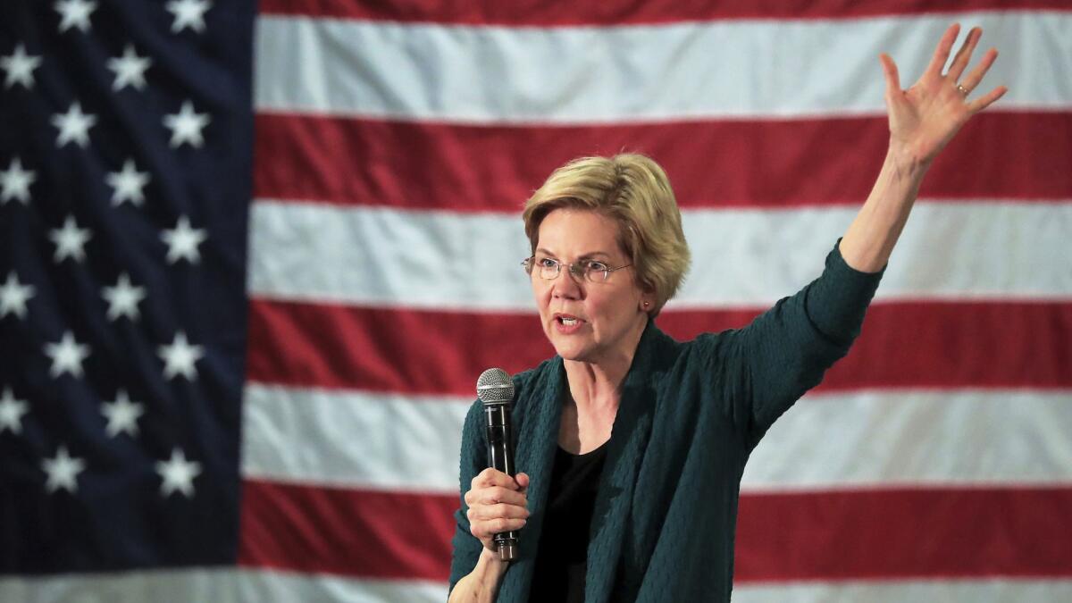 Democratic presidential candidate Elizabeth Warren