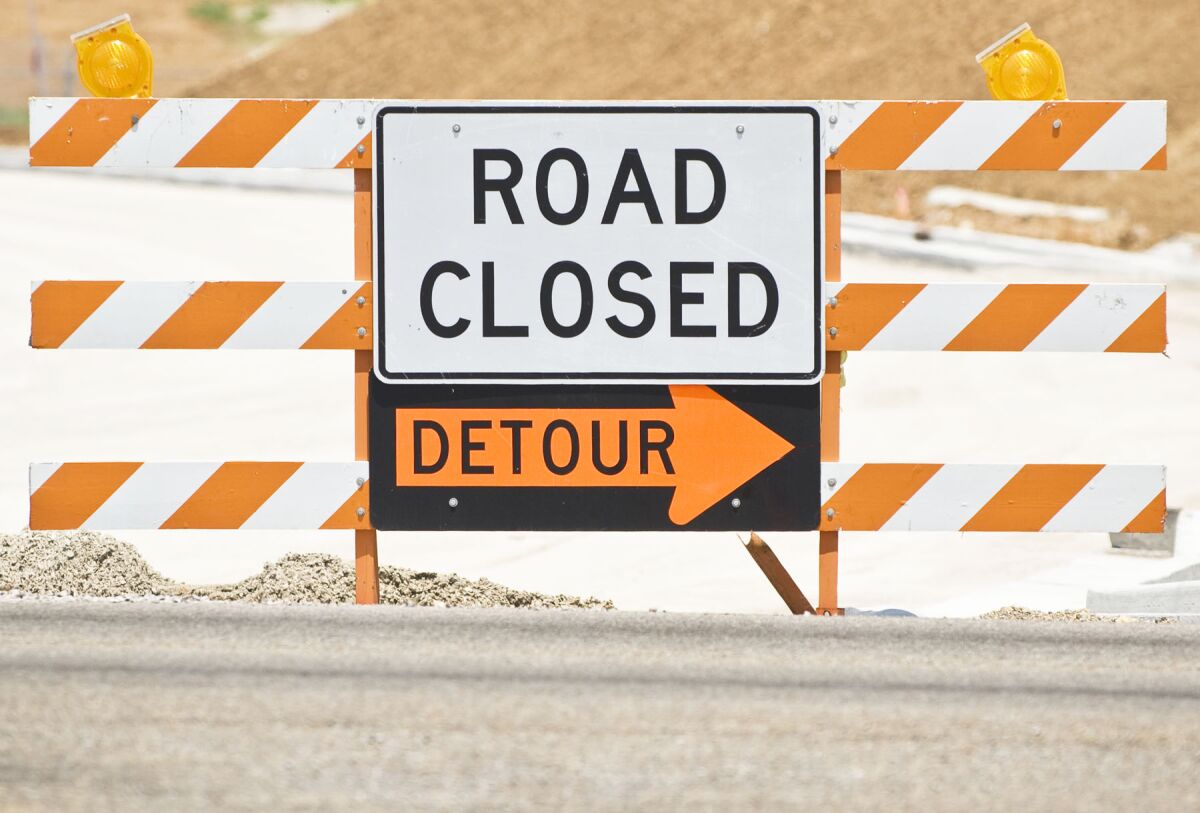 road closed detour sign