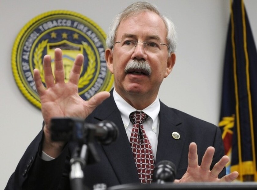 Bureau of Alcohol, Tobacco, Firearms and Explosives' acting director Kenneth Melson speaks at a Houston news conference in April 2009.