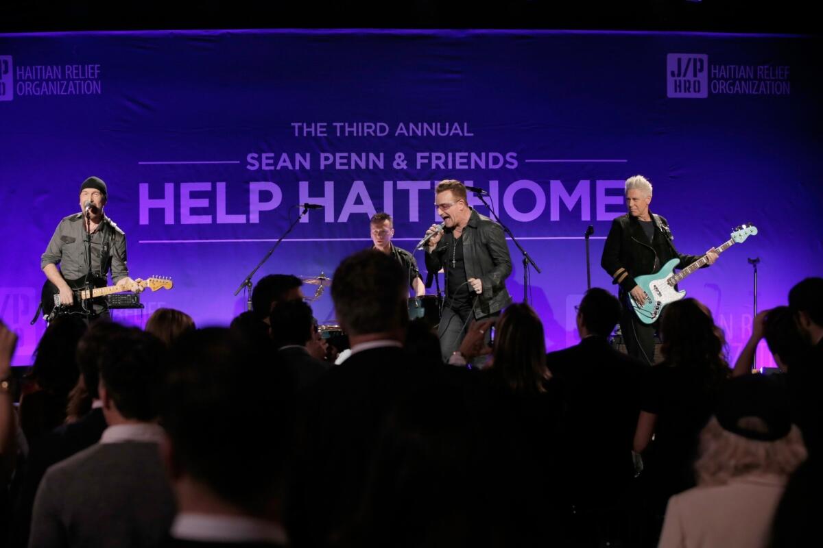 U2 performs at "Help Haiti Home."