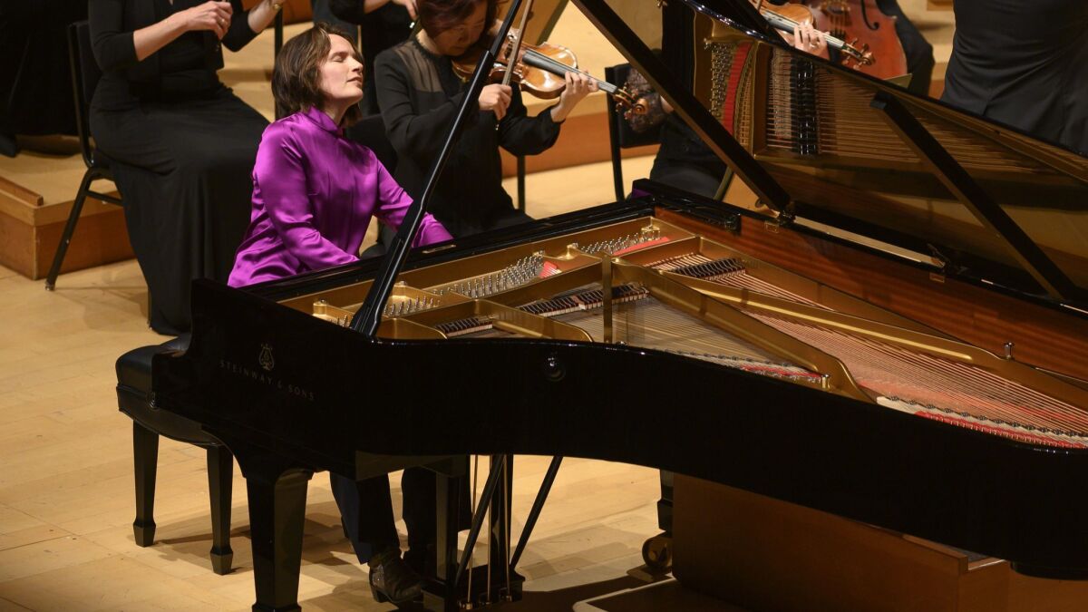 Pianist Hélène Grimaud plays with the L.A. Phil on Thursday at Disney Hall.