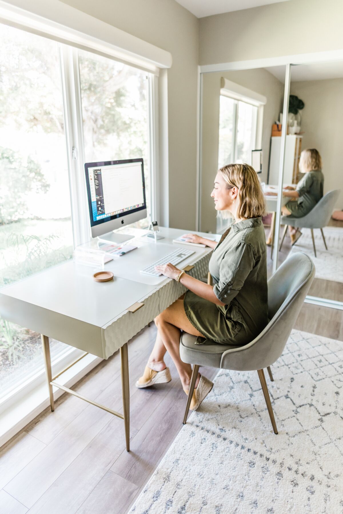 Olia Majd's work-from-home setup.