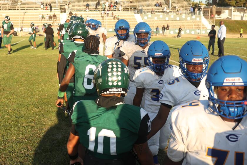 Gardena, CA - August 29: Gardena High School Panthers and Crenshaw High School Cougars.