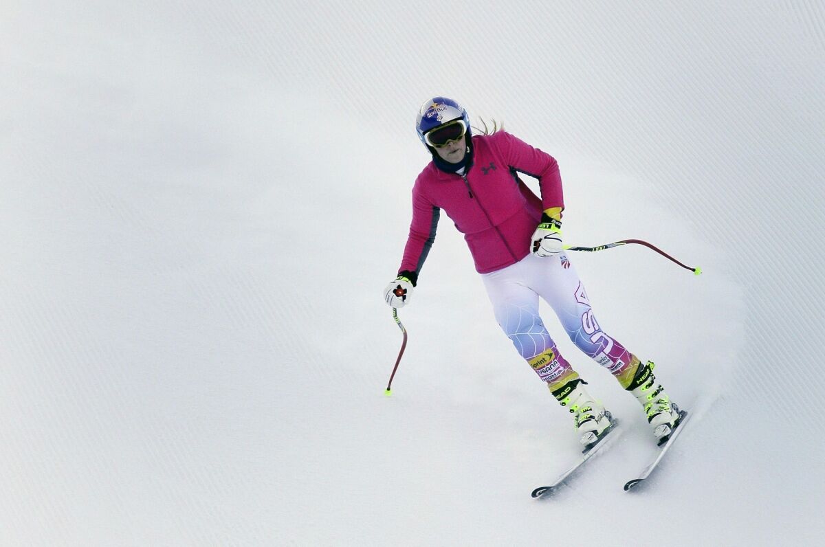 Lindsey Vonn takes part in a Super-G training run in Vail, Colo.