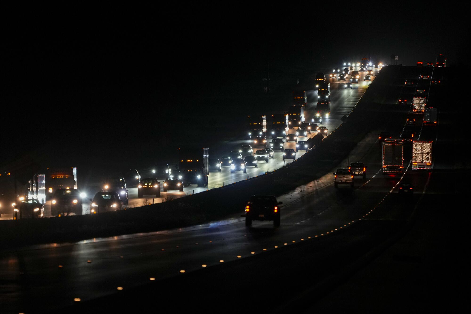 Heavy traffic flows northbound on Interstate 75 as people evacuate Tampa Bay ahead of Hurricane Milton.