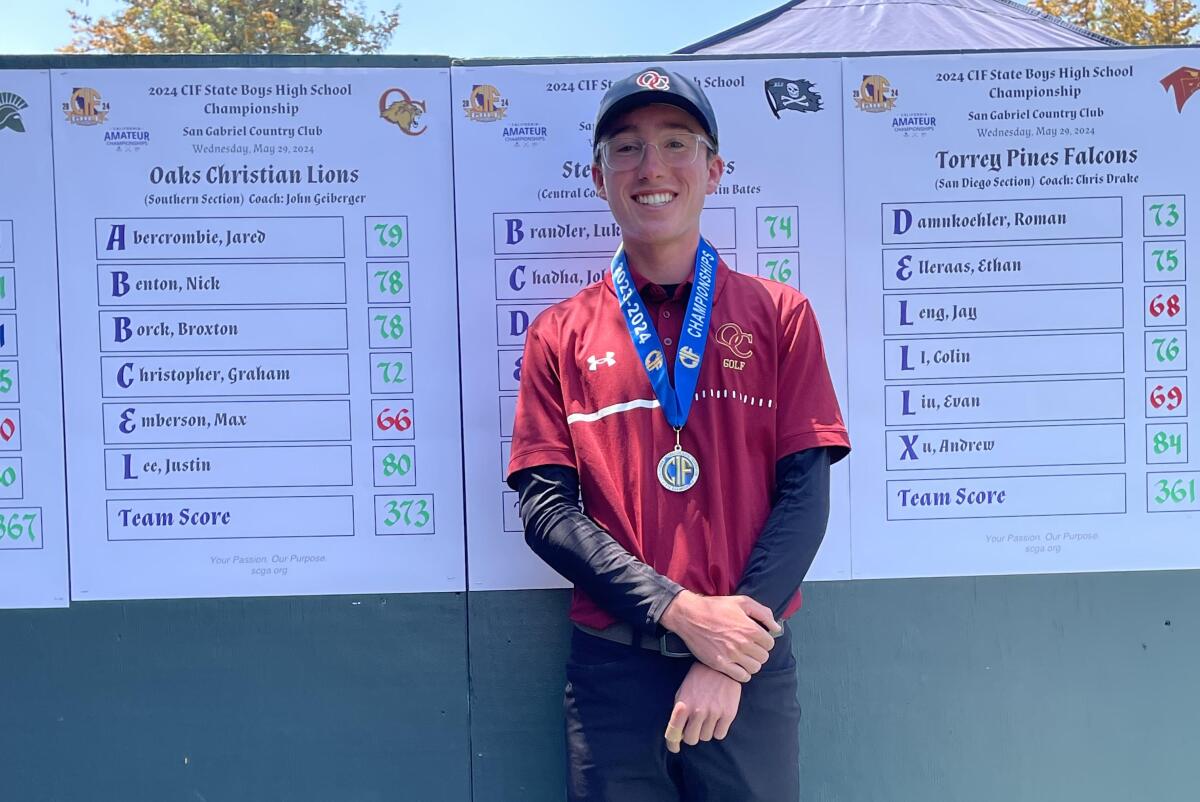 Sophomore Max Emberson of Oaks Christian won the CIF state golf championship at San Gabriel Country Club.