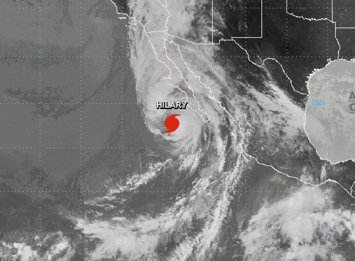 Hurricane Hilary was moving up the coast of Baja California on Saturday.