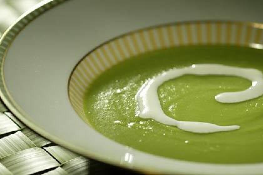 Emerald silk: Use sugar snap peas, with their edible pods, for a spring soup that's every bit as delicious and elegant as English pea soup - with much less work.