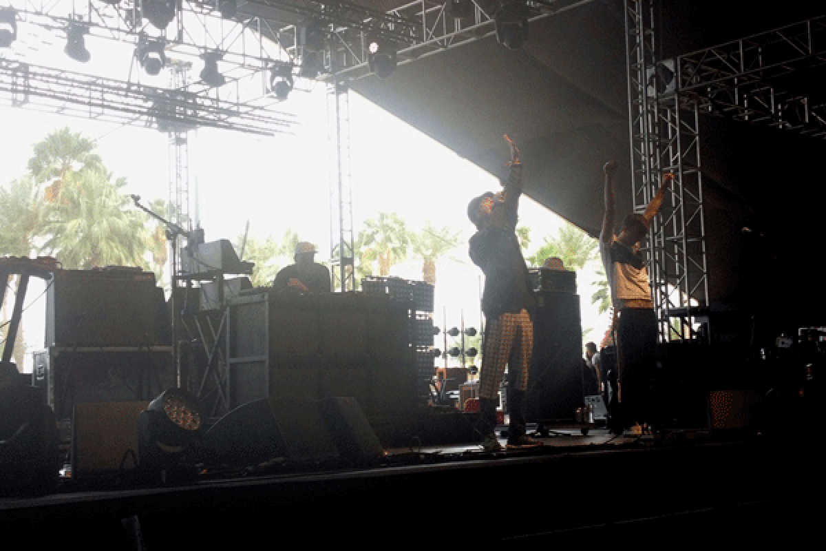 Jagwar Ma performs on the Gobi stage at Coachella on Friday.