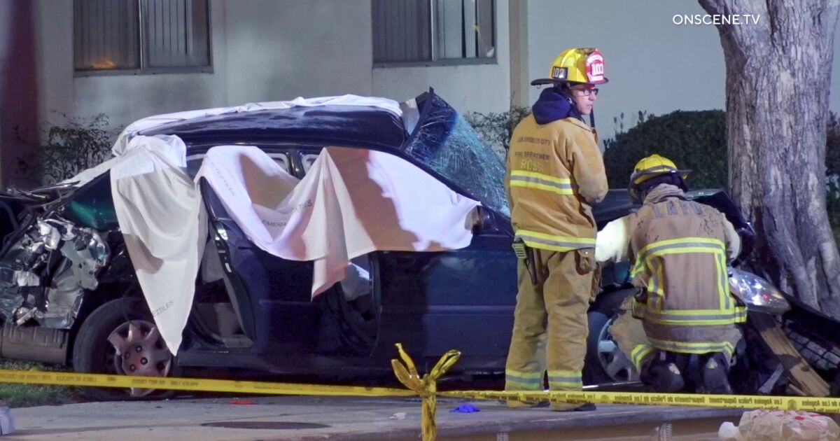 Innocent bystander killed in car crash during LAPD pursuit of robbery suspects