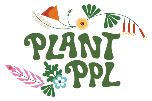 "PLANT PPL" with floral illustrations surrounding