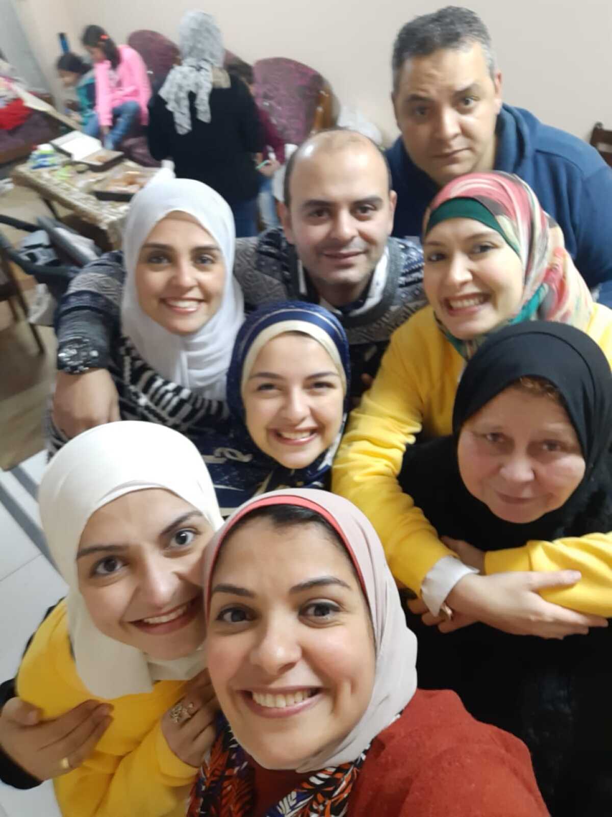 Hend Selim and family members gather in Egypt with her mother in December 2020.