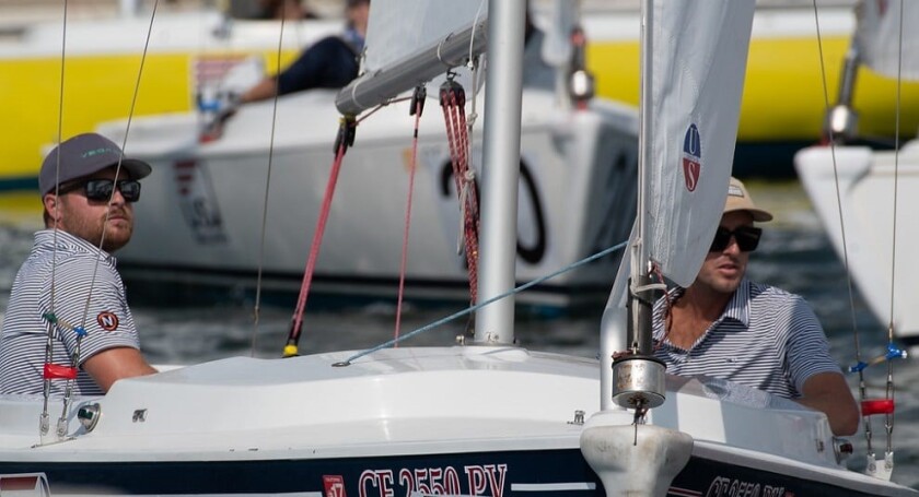 Jake La Dow, left, and Alex Curtiss won following three days of racing on Newport Harbor.