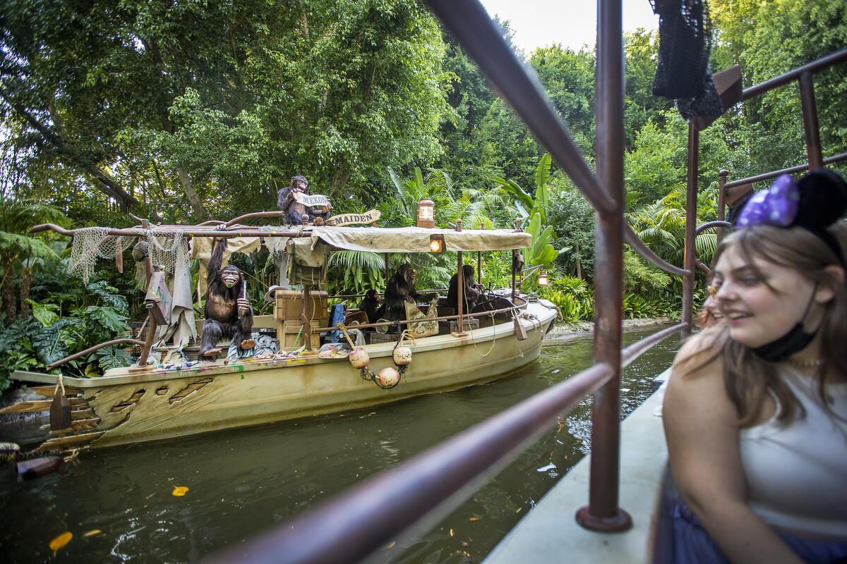 Visitors on Disneyland's Jungle Cruise.