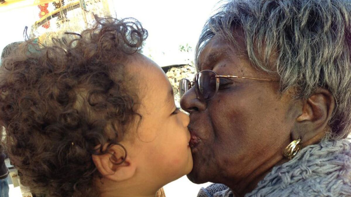 An impromptu kiss for Nana a few days before she died following surgery in November 2012.