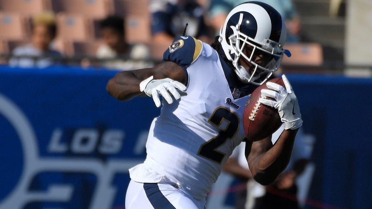 Rams wide receiver Sammy Watkins warms up before a preseason game against the Chargers on Aug. 26.