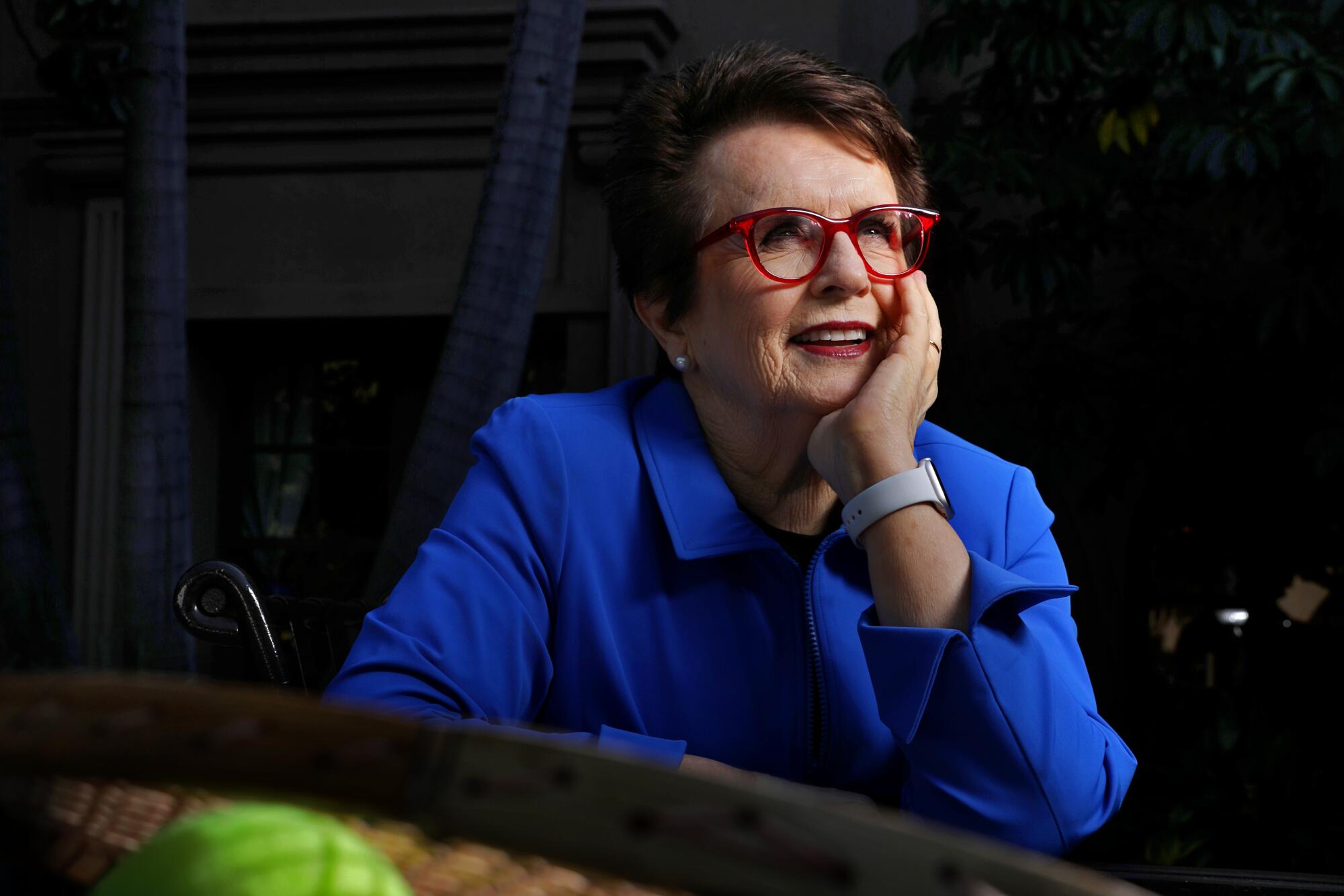 Tennis legend Billie Jean King, photographed at the Langham Huntington hotel in Pasadena, says she wants “women’s sports to keep moving forward because it’s really a microcosm of society."