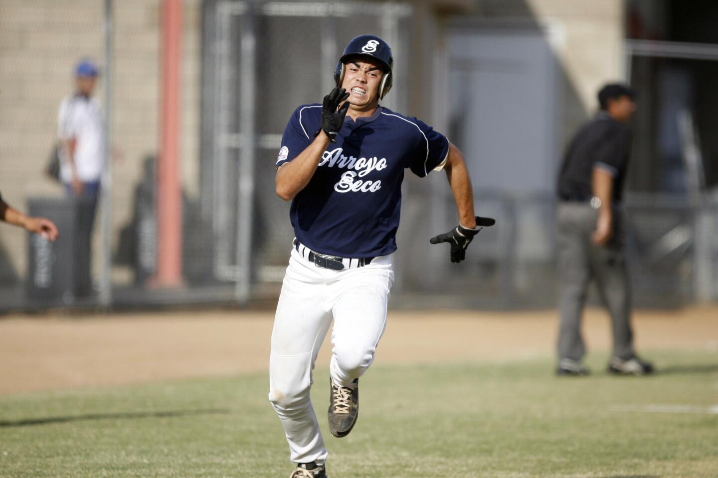 Arroyo Seco's Tei Vanderford makes a run during a game against Puerto Rico, which took place at Major League Baseball Urban Youth Academy in Compton on Thursday, August 3, 2012.