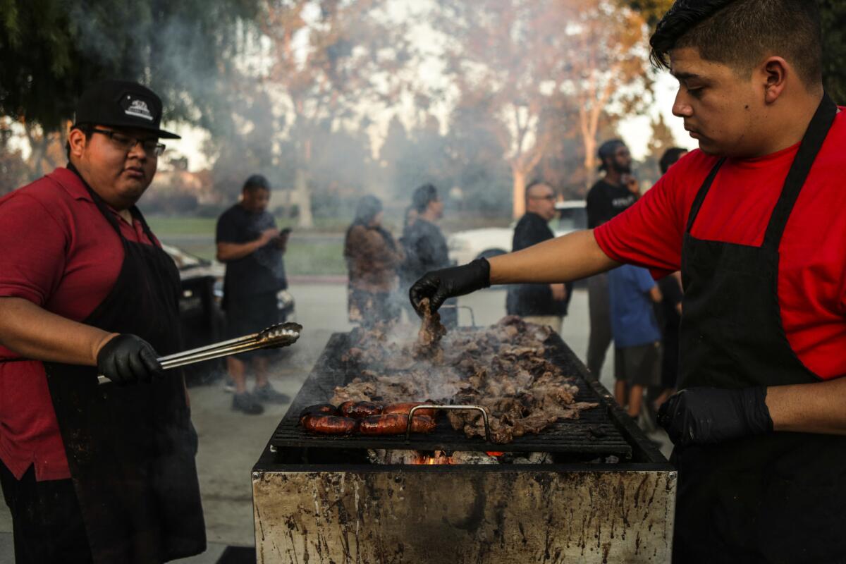 Carlos's Tijuana Tacos, a new taco vendor in Whittier, uses a mesquite grill to cook its meat.