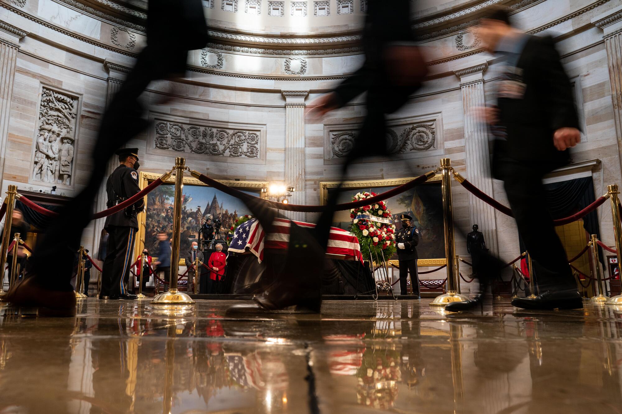 Bob Dole's casket in the U.S. Capitol Rotunda as he lies in state on Thursday.