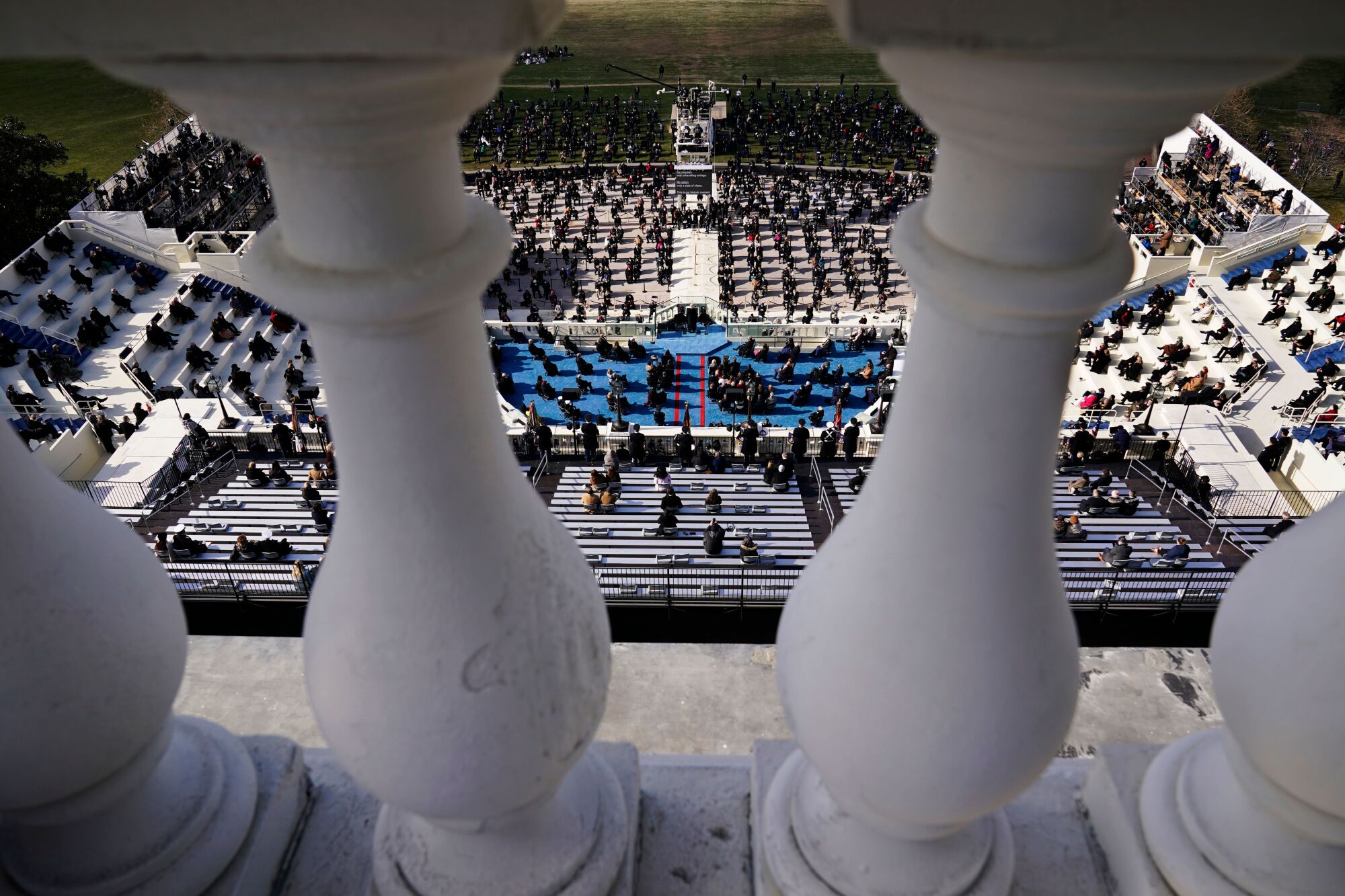 Guests and spectators attend the 59th presidential inauguration at the U.S. Capitol.