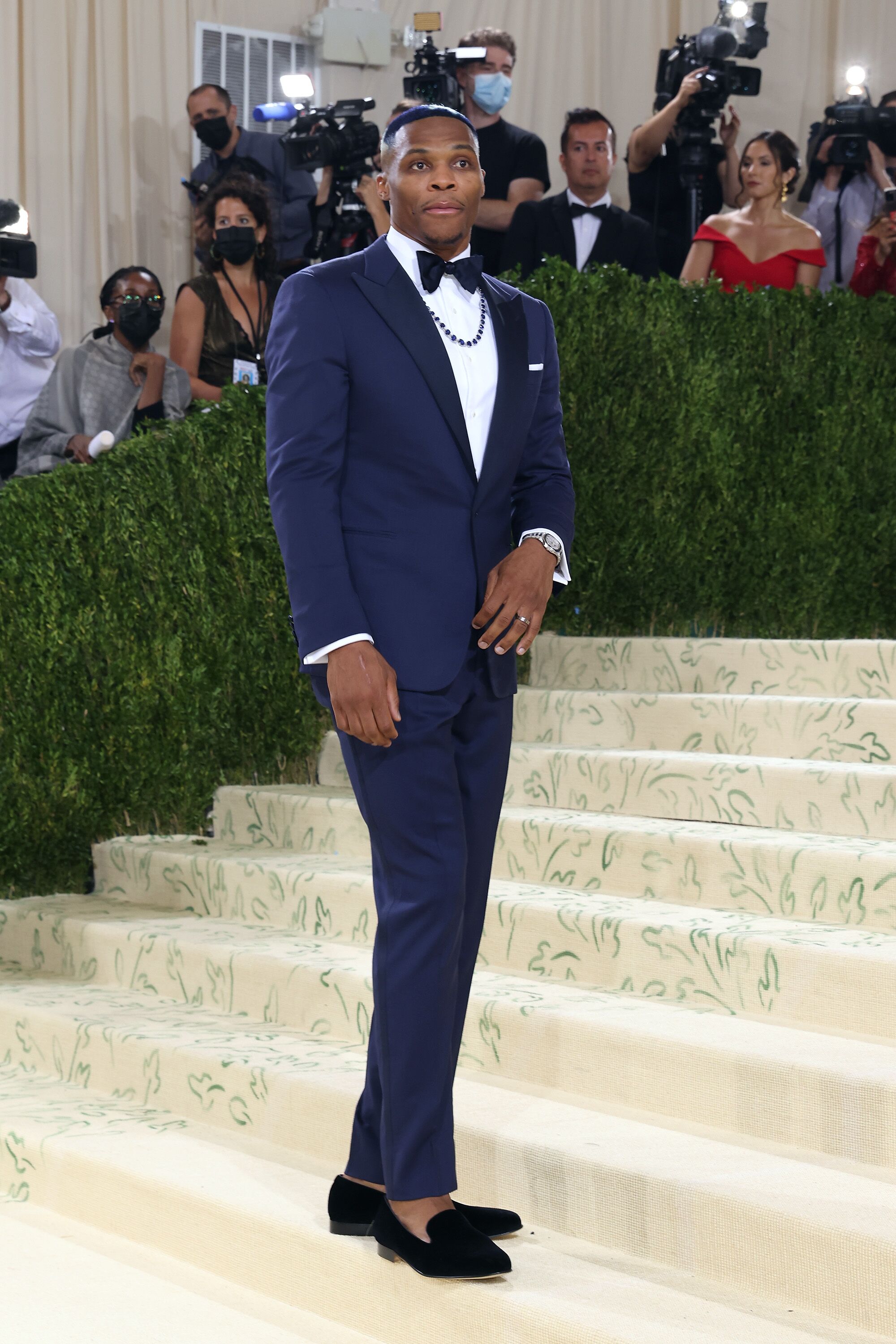 Russell Westbrook poses for a photo at the 2021 Met Gala benefit.