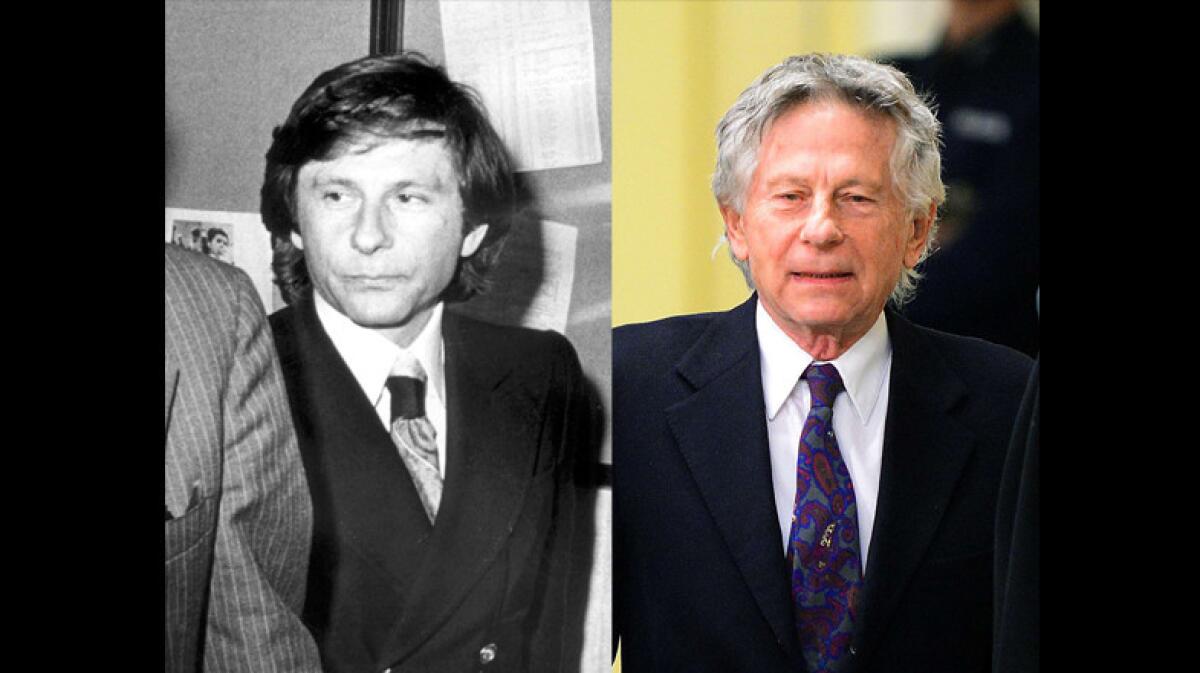 Roman Polanski, left, in 1977. At right, he arrives for a hearing in Krakow, Poland, in 2015.