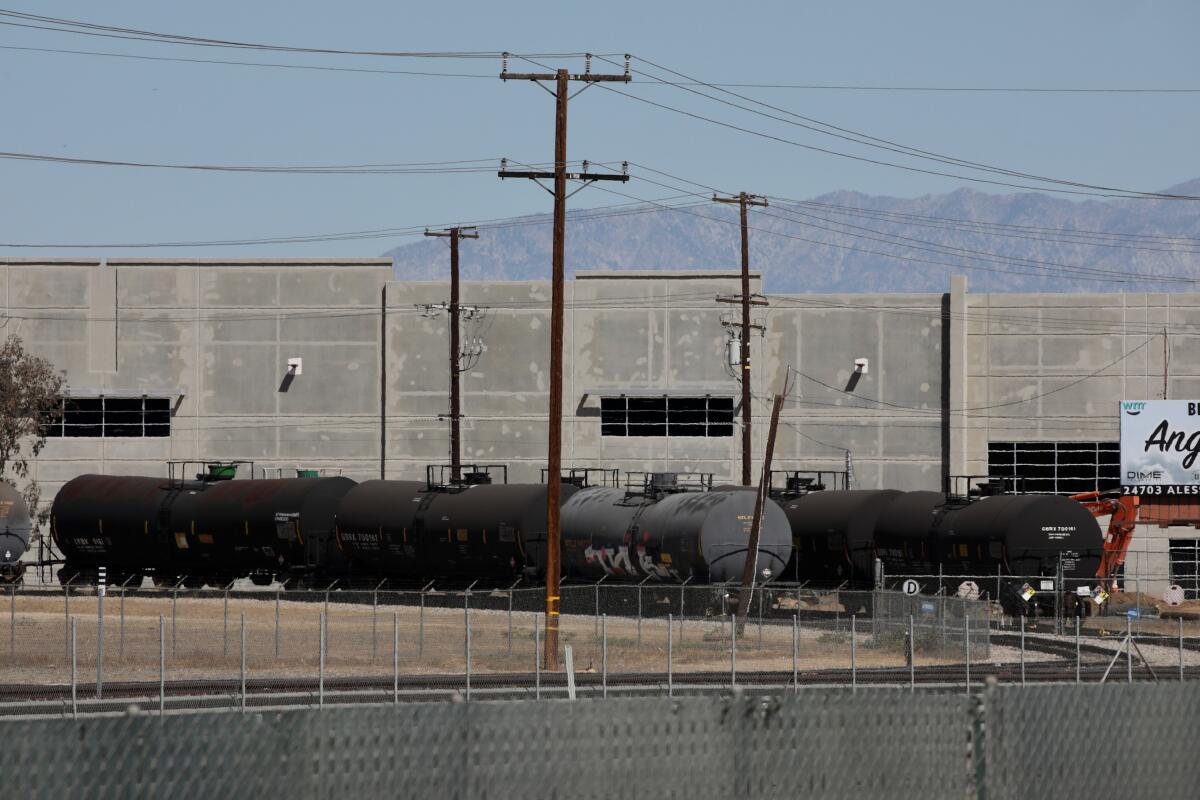 A chemical leak from a rail cars located on a spur just off the main tracks in Perris
