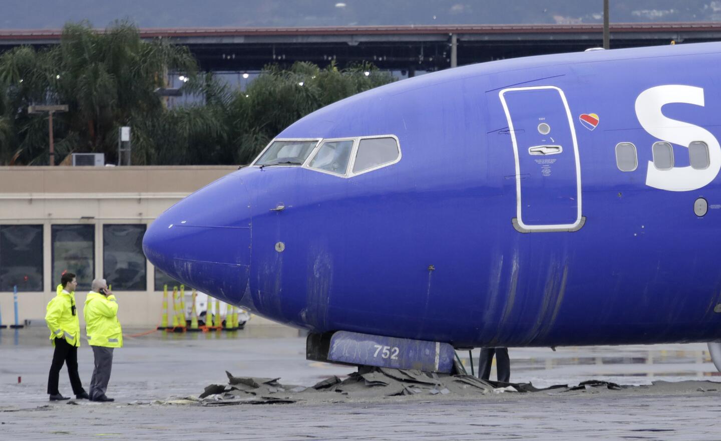 Southwest plane slides off the runway at Burbank Airport