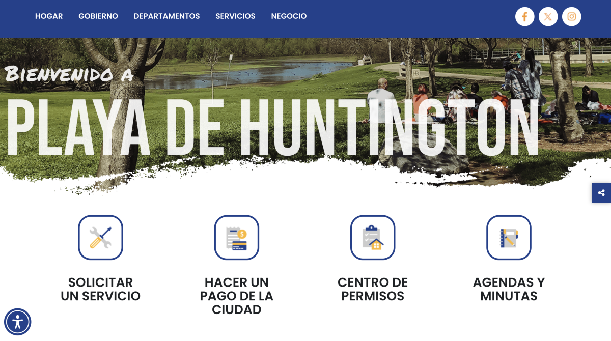 Huntington Beach's new city website easily translates into dozens of languages, including Spanish.