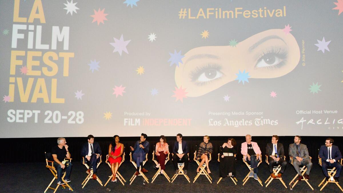 The cast of The Oath participates in a q&a session at the 2018 LA Film Festival - Gala Screening of 'The Oath' at ArcLight Hollywood on September 25, 2018 in Hollywood, California.