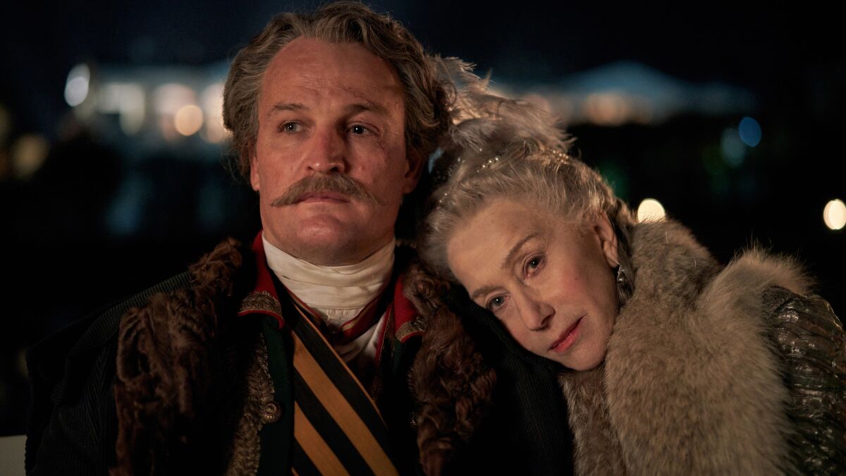 Jason Clarke as Grigory Potemkin and Helen Mirren as the empress of Russia in the HBO miniseries "Catherine the Great."
