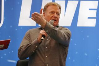 NFL commissioner Roger Goodell speaks on stage at the NFL UK Live event in London, Saturday, Oct. 8, 2022. (Steve Luciano/AP Images for NFL)