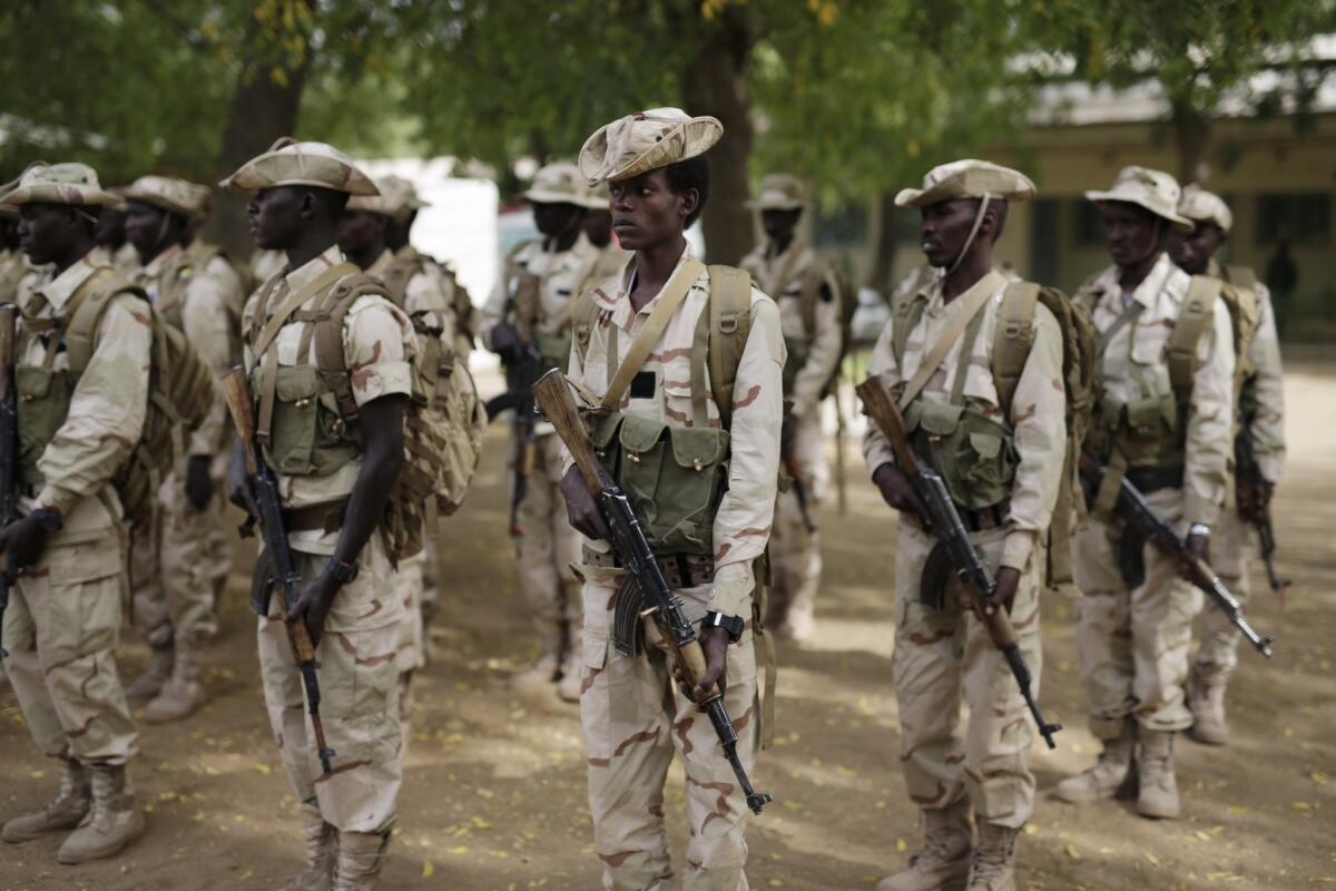Troops from Chad complete training at an army base in N'djamena on March 9.